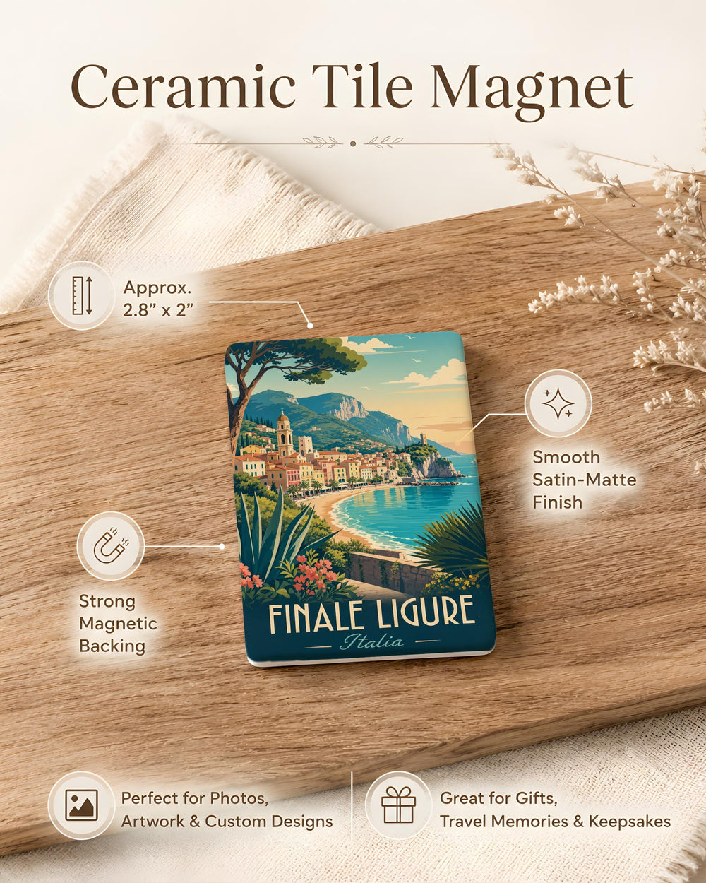 Finale Ligure Italy Fridge Magnet, Ligurian Coast Travel Souvenir Magnet, Italian Riviera Landmark Keepsake Magnet