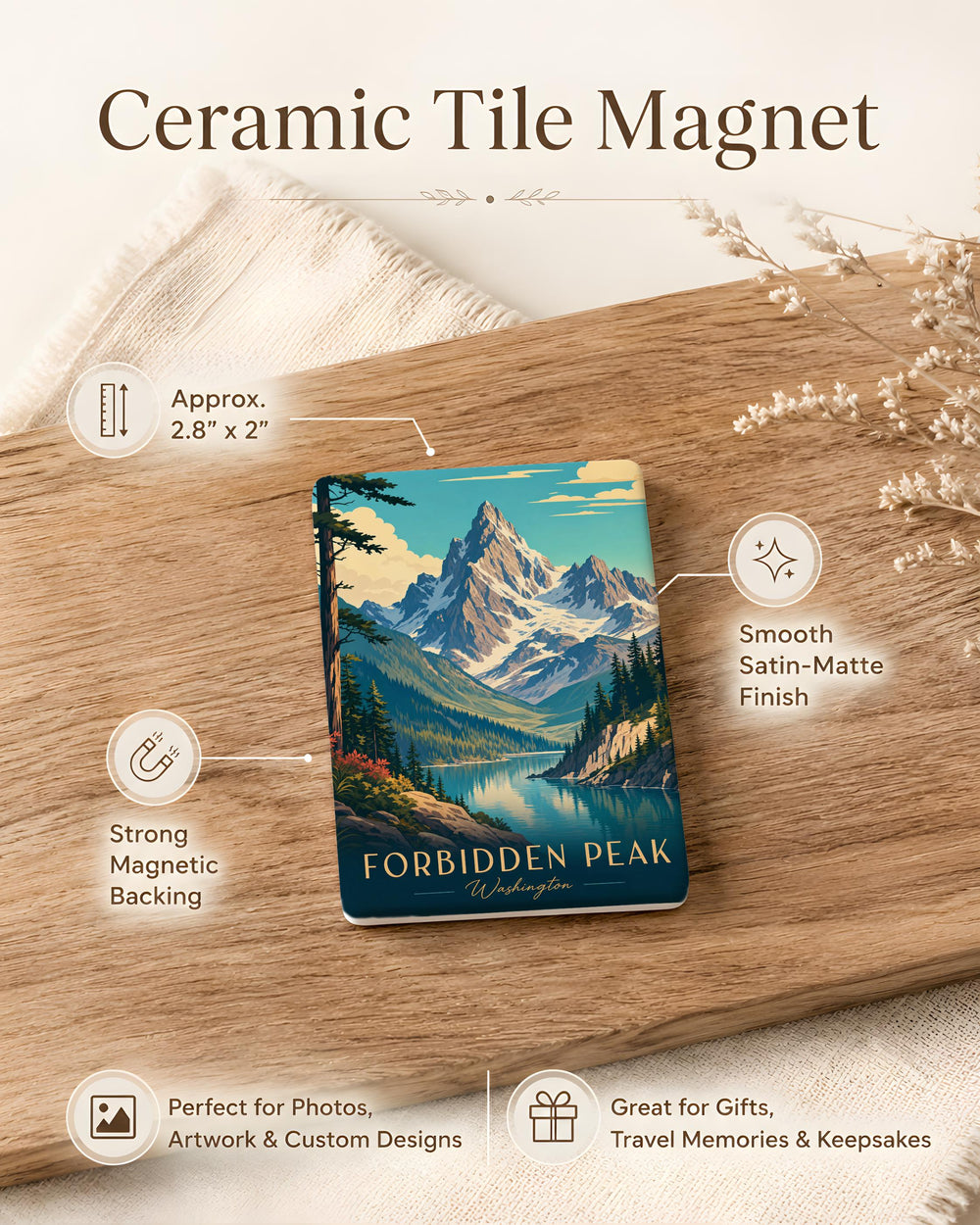 Forbidden Peak Mountain Fridge Magnet, North Cascades Washington Peak Souvenir, Alpine Summit Hiking Climbing Gift