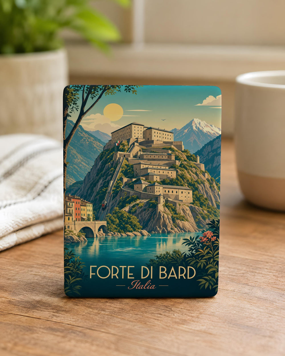 Forte di Bard Fridge Magnet, Bard Fortress Souvenir Magnet, Aosta Valley Italy Travel Keepsake Magnet