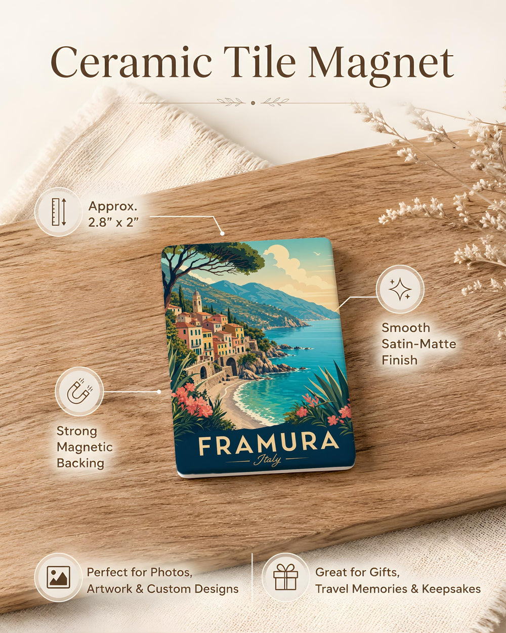 Framura Italy Fridge Magnet, Framura Liguria Souvenir Magnet, Italian Coastal Village Travel Keepsake Magnet