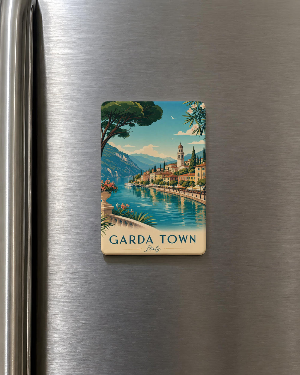 Garda Town Fridge Magnet, Lake Garda Italy Souvenir Magnet, Italian Lakeside Village Travel Keepsake Magnet