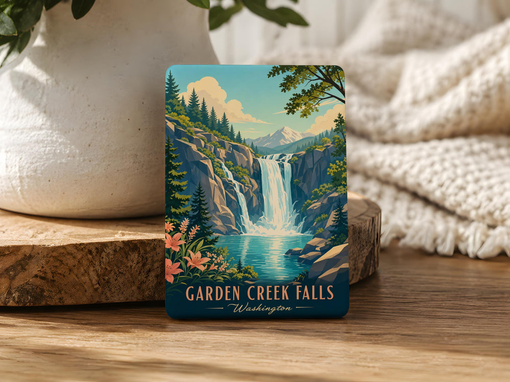 Garden Creek Falls Fridge Magnet, Waterfall Nature Scene Souvenir Magnet, Outdoor Hiking Travel Keepsake Gift