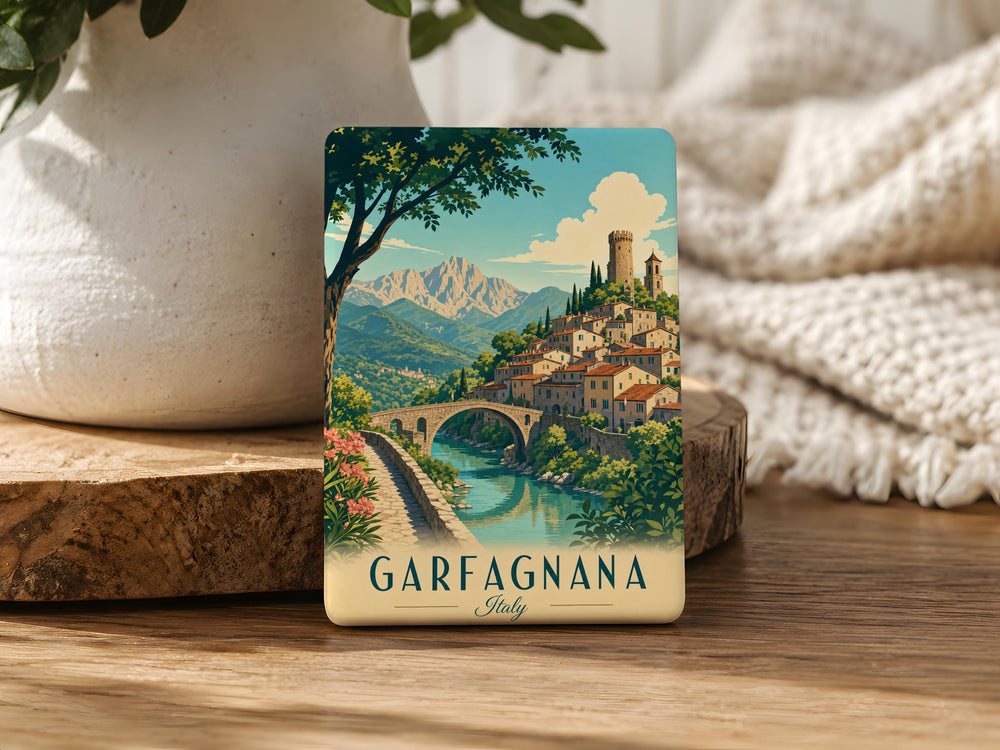 Garfagnana Italy Fridge Magnet, Tuscany Travel Souvenir, Italian Mountain Valley Landmark Keepsake Magnet
