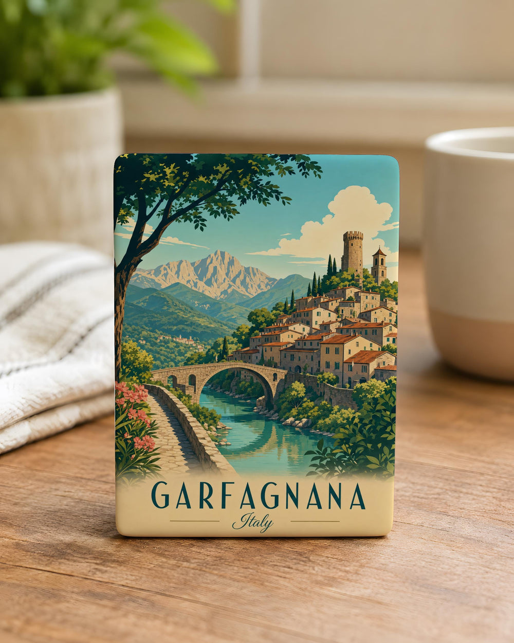 Garfagnana Italy Fridge Magnet, Tuscany Travel Souvenir, Italian Mountain Valley Landmark Keepsake Magnet