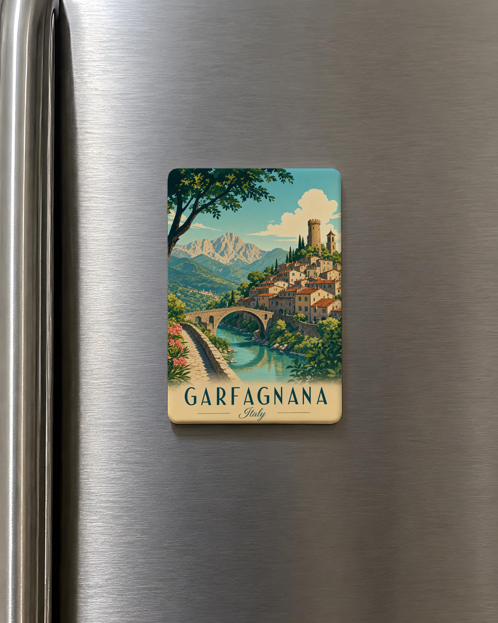 Garfagnana Italy Fridge Magnet, Tuscany Travel Souvenir, Italian Mountain Valley Landmark Keepsake Magnet