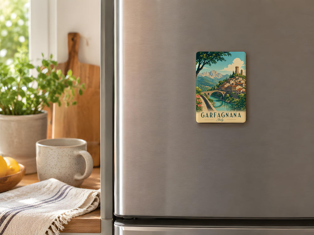 Garfagnana Italy Fridge Magnet, Tuscany Travel Souvenir, Italian Mountain Valley Landmark Keepsake Magnet