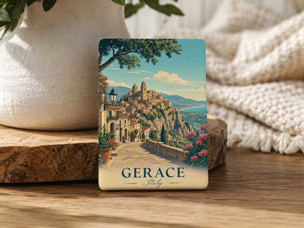 Gerace Italy Fridge Magnet, Calabria Travel Souvenir, Historic Hilltop Town Landmark Keepsake Magnet
