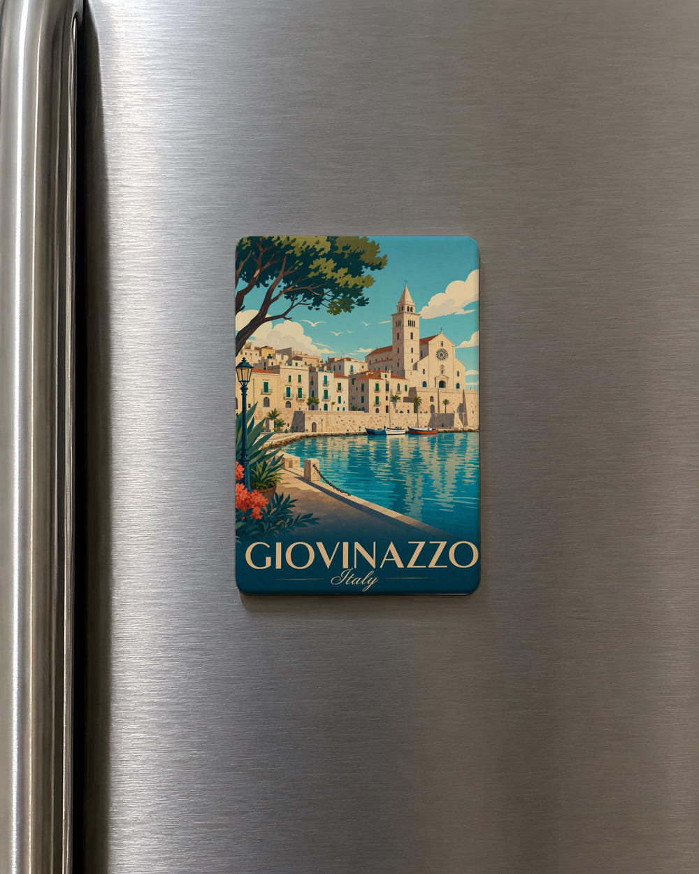 Giovinazzo Italy Fridge Magnet, Apulia Coastal Town Souvenir, Italian Travel Keepsake, Puglia Landmark Magnet