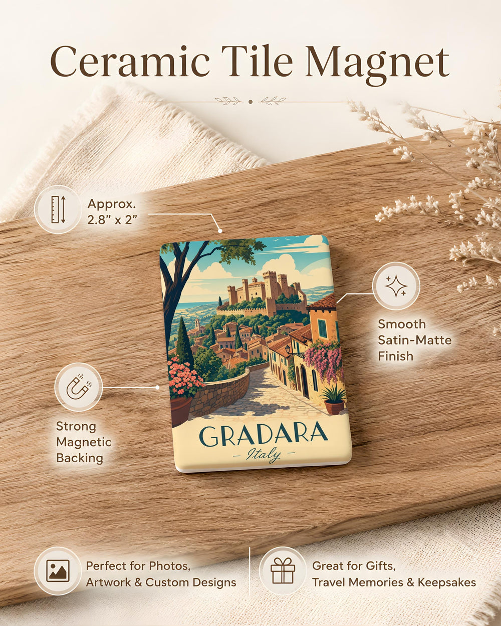 Gradara Italy Fridge Magnet, Gradara Castle Souvenir Magnet, Italian Village Travel Keepsake Magnet, Marche Italy Gift