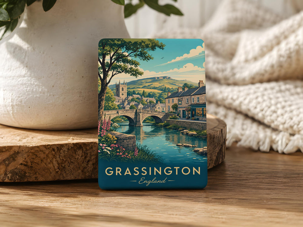 Grassington England Fridge Magnet, Yorkshire Village Souvenir, Grassington Town Travel Keepsake Magnet, UK Gift