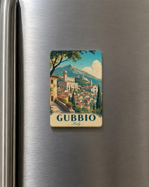 Gubbio Italy Fridge Magnet, Gubbio Town Landmark Souvenir Magnet, Umbria Italy Travel Keepsake Refrigerator Magnet
