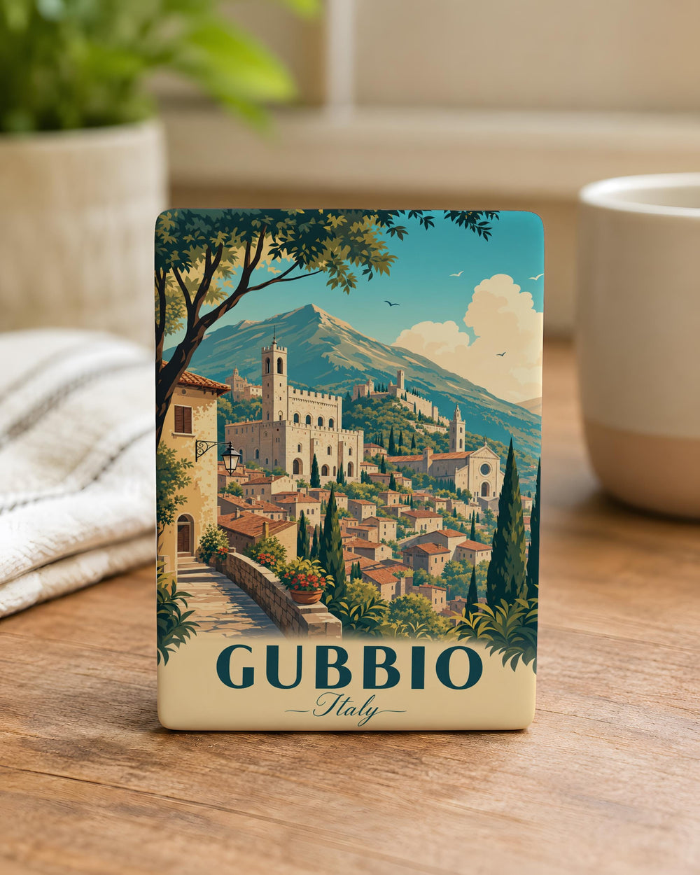 Gubbio Italy Fridge Magnet, Gubbio Town Landmark Souvenir Magnet, Umbria Italy Travel Keepsake Refrigerator Magnet