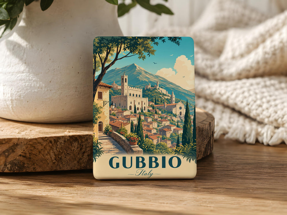 Gubbio Italy Fridge Magnet, Gubbio Town Landmark Souvenir Magnet, Umbria Italy Travel Keepsake Refrigerator Magnet
