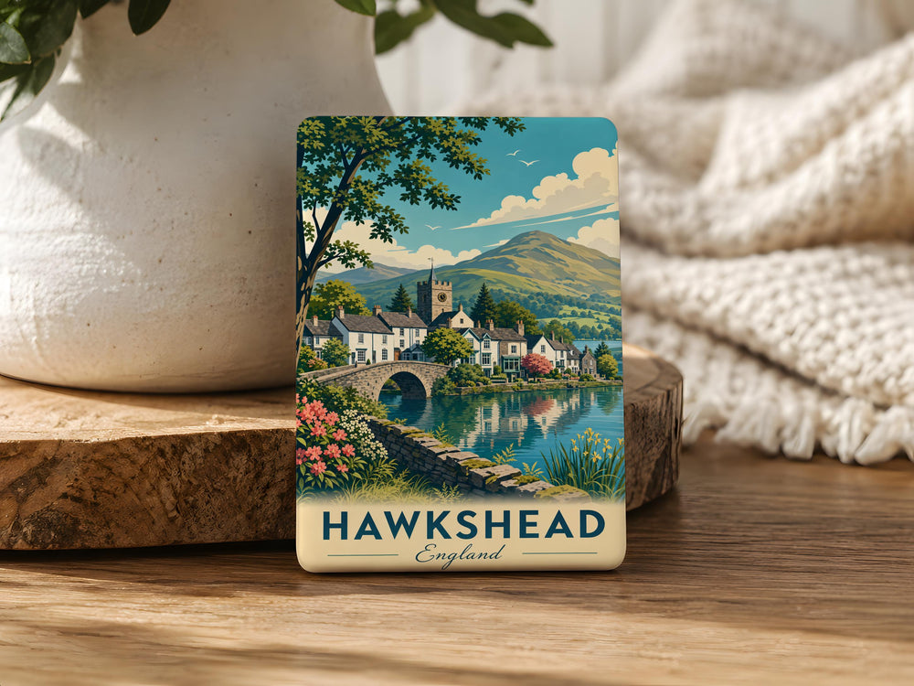 Hawkshead England Fridge Magnet, Lake District Village Souvenir, Cumbria Travel Keepsake, UK Landmark Gift