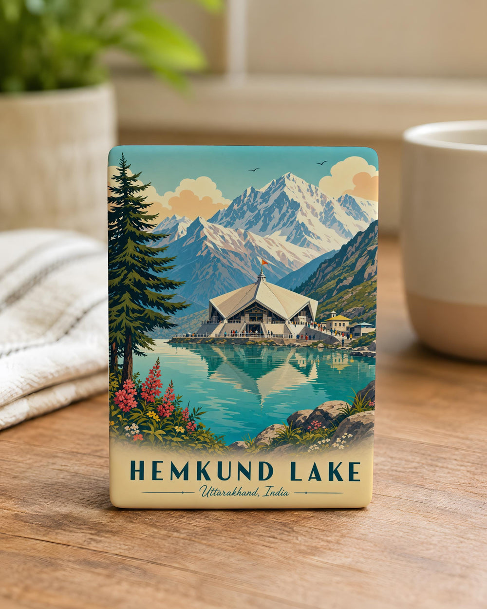Hemkund Lake Fridge Magnet, Himalayan Sacred Lake Souvenir, Uttarakhand India Travel Keepsake, Mountain Lake Magnet