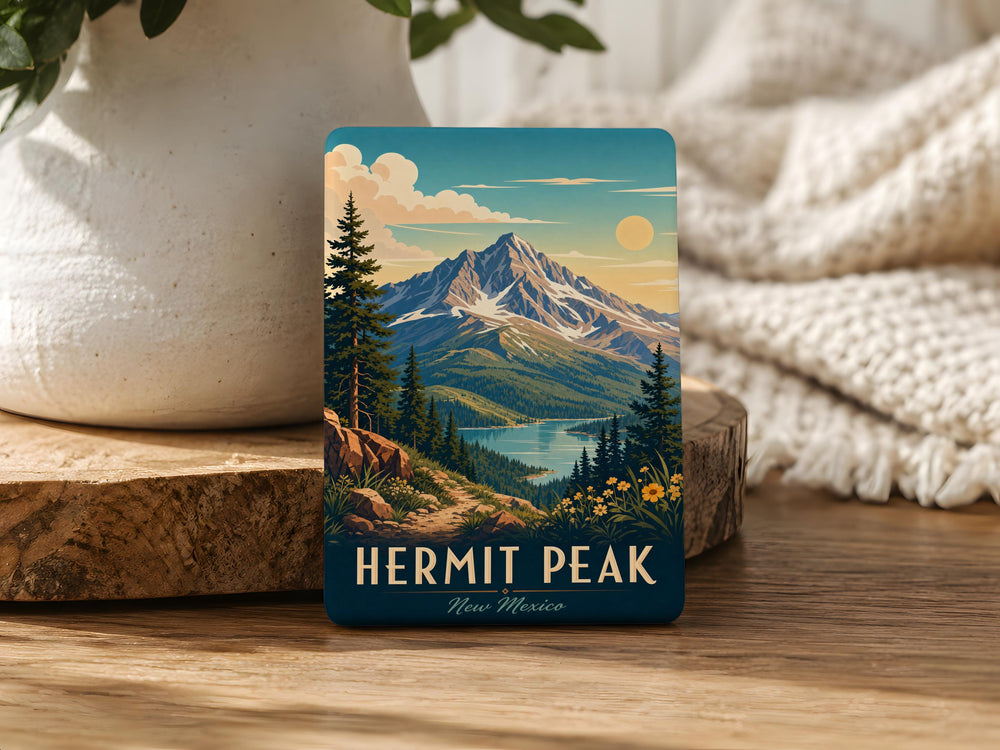 Hermit Peak Fridge Magnet, New Mexico Mountain Landmark Souvenir, Outdoor Hiking Nature Gift