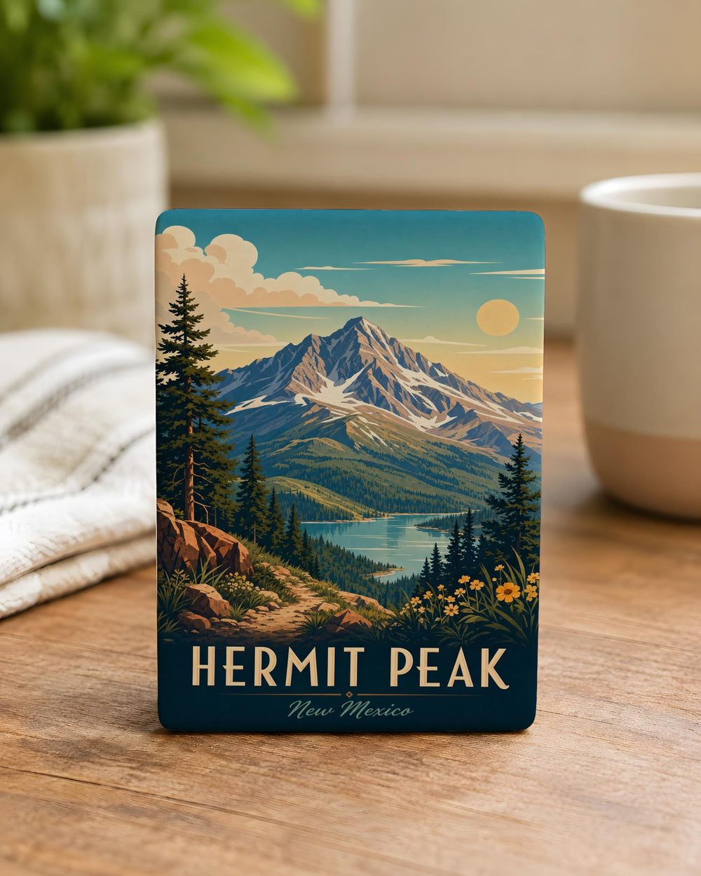 Hermit Peak Fridge Magnet, New Mexico Mountain Landmark Souvenir, Outdoor Hiking Nature Gift