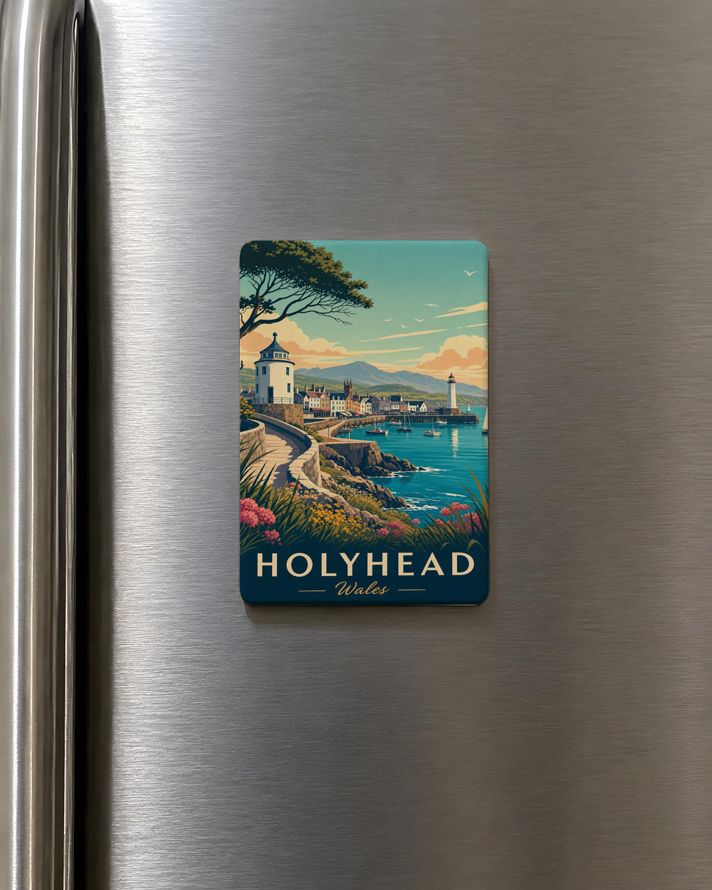 Holyhead Wales Fridge Magnet, Holyhead Harbor Souvenir Magnet, Anglesey Travel Gift, Wales Coastal Town Keepsake Magnet