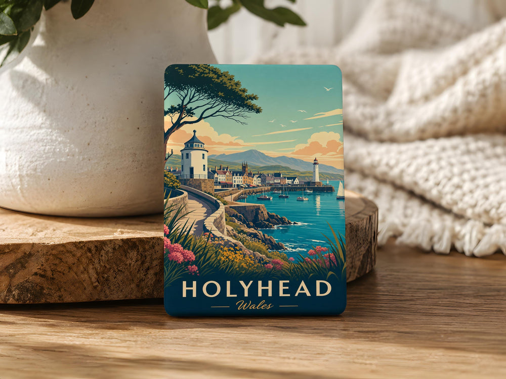 Holyhead Wales Fridge Magnet, Holyhead Harbor Souvenir Magnet, Anglesey Travel Gift, Wales Coastal Town Keepsake Magnet