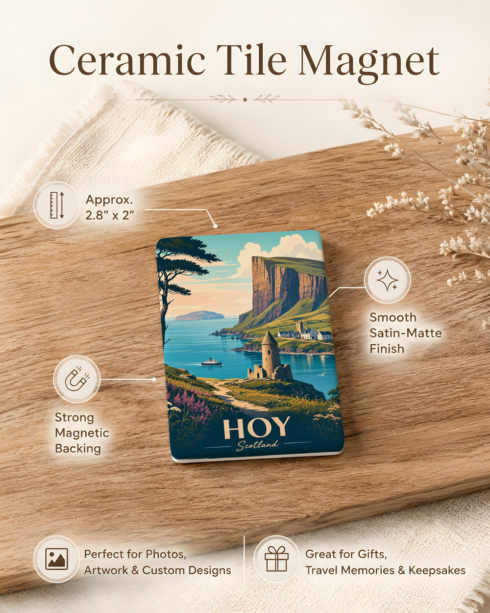 Hoy Scotland Fridge Magnet, Orkney Island Souvenir, Scottish Coastal Landmark Gift, Travel Keepsake Magnet