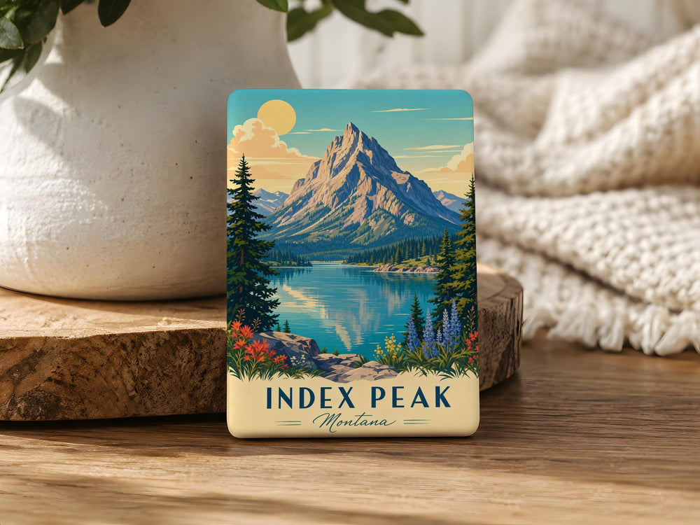 Index Peak Montana Fridge Magnet, Mountain Summit Souvenir Magnet, Montana Travel Keepsake, Outdoor Adventure Kitchen Magnet