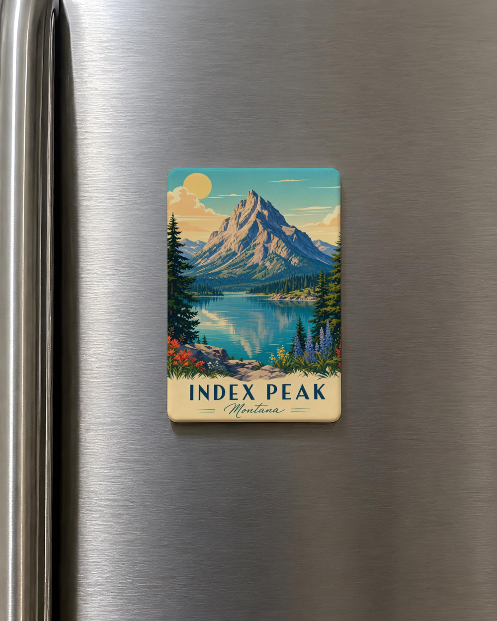 Index Peak Montana Fridge Magnet, Mountain Summit Souvenir Magnet, Montana Travel Keepsake, Outdoor Adventure Kitchen Magnet