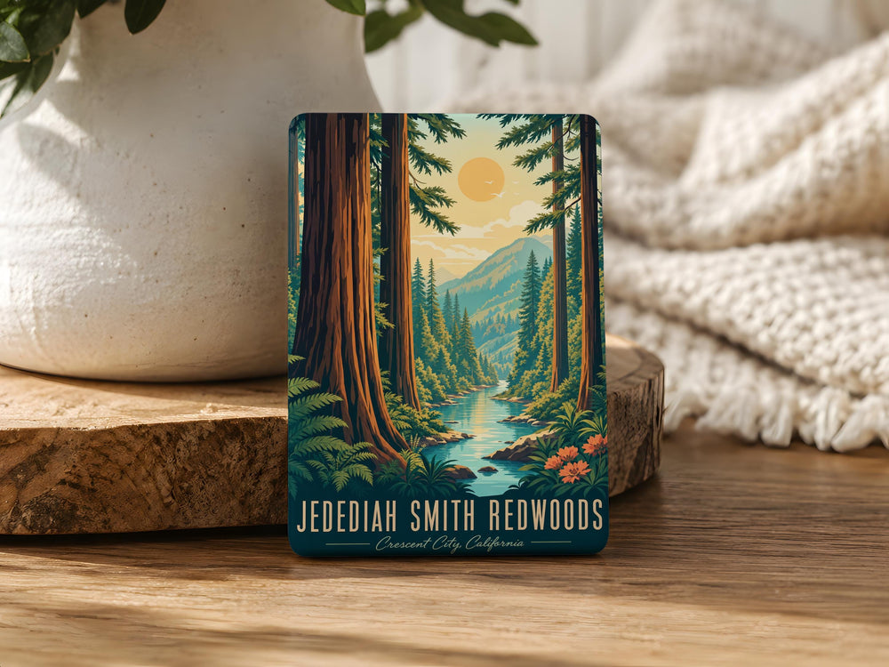 Jedediah Smith Redwoods Fridge Magnet, California Redwood Forest Souvenir Magnet, National & State Parks Nature Travel Gift