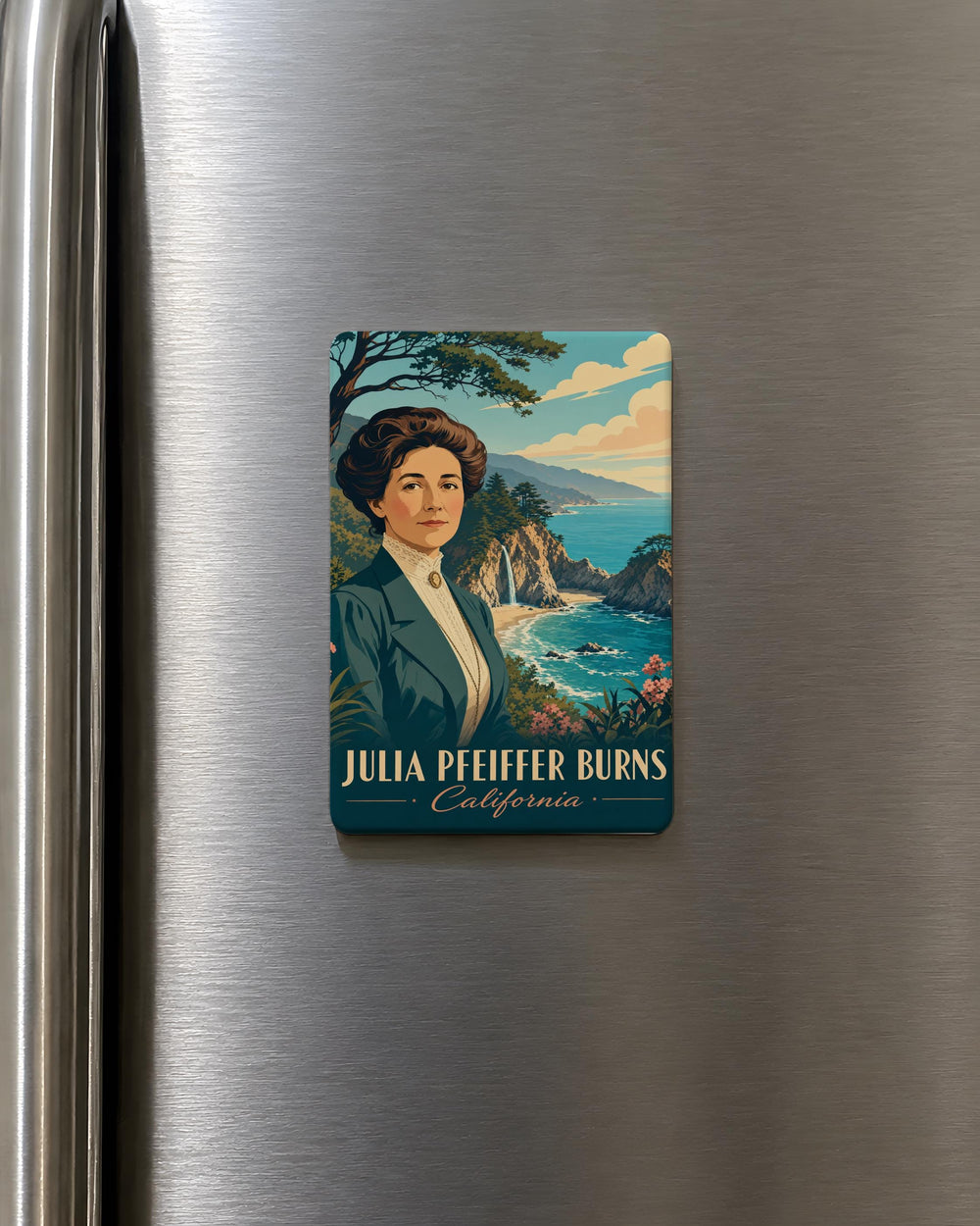 Julia Pfeiffer Burns State Park Fridge Magnet, McWay Falls Big Sur California Coastal Waterfall Souvenir Magnet