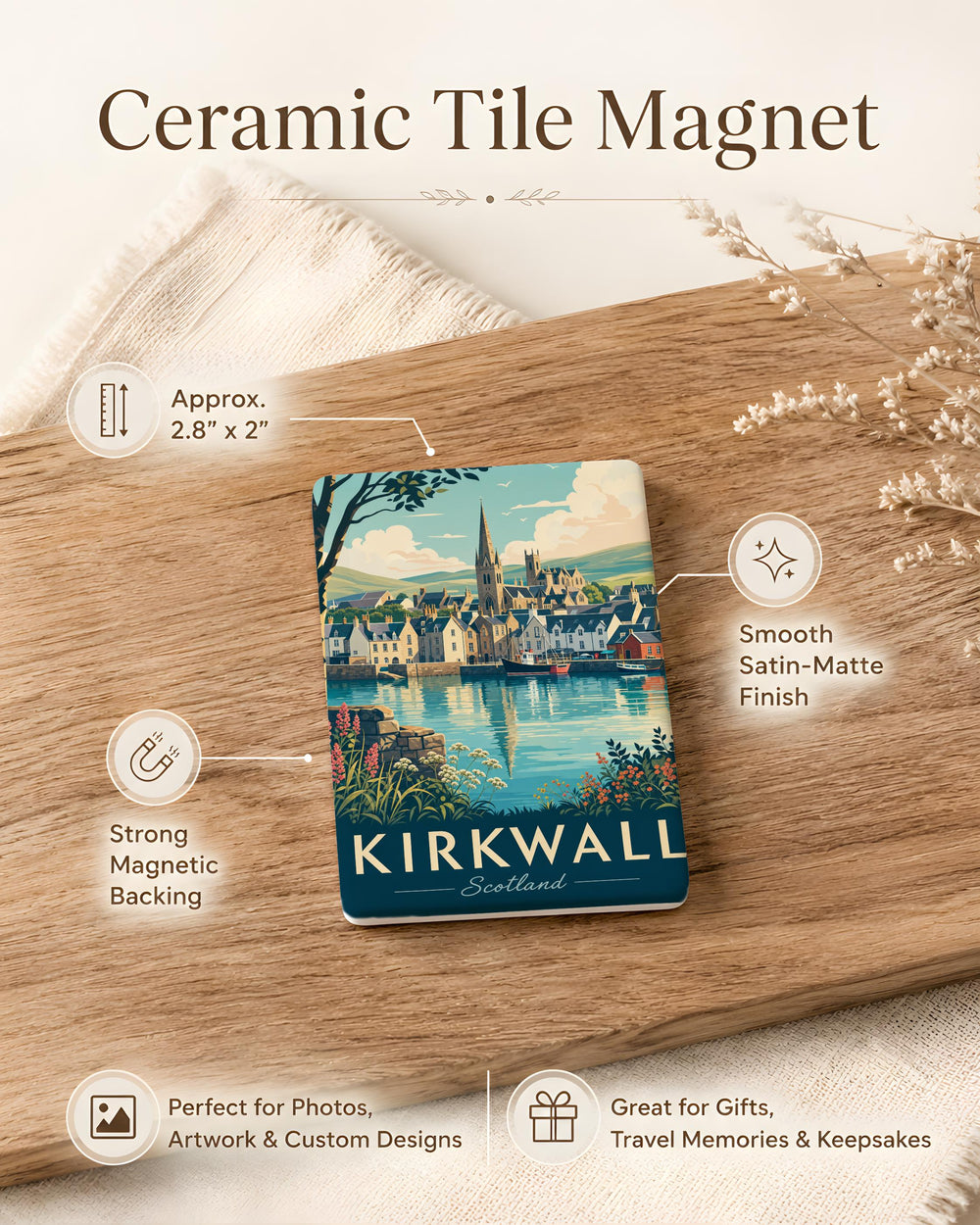 Kirkwall Scotland Fridge Magnet, Orkney Islands Souvenir Magnet, Kirkwall Town Travel Gift, Scotland Landmark Magnet