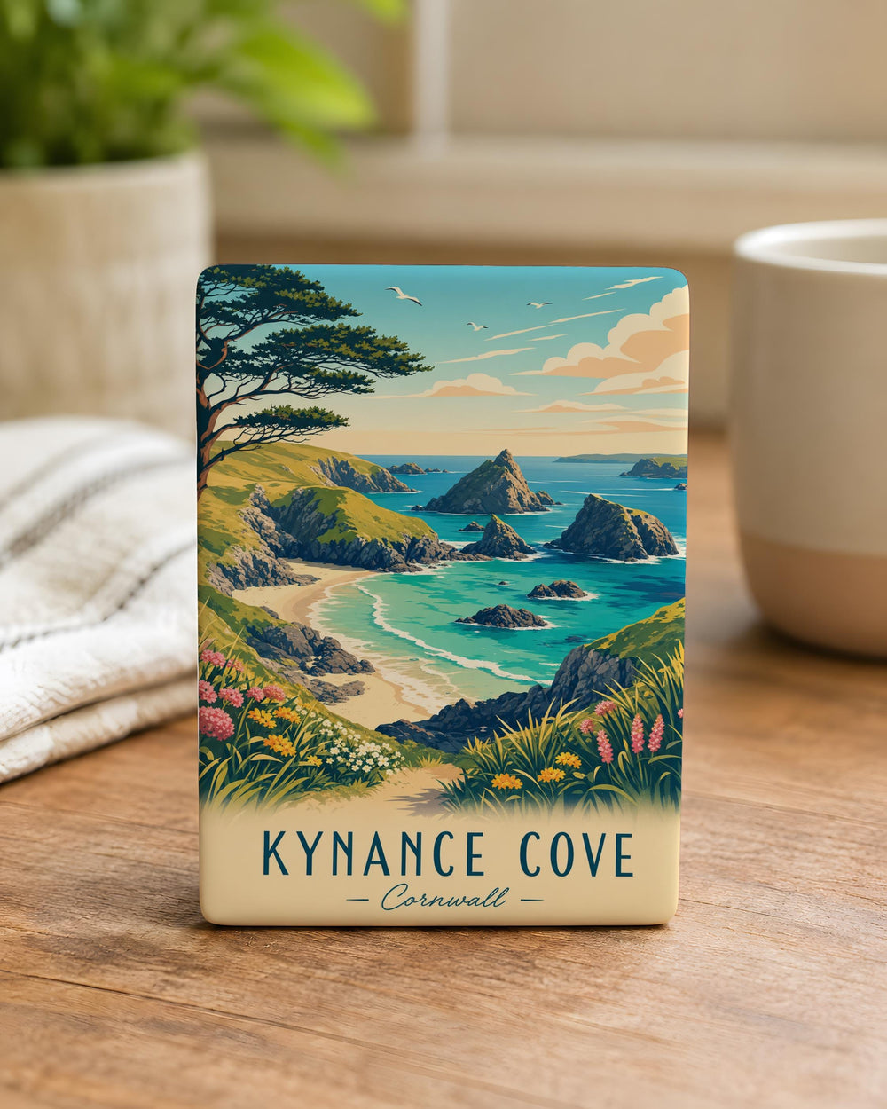 Kynance Cove Fridge Magnet, Cornwall Coastal Cove Souvenir, British Seaside Cliffs and Beach Keepsake Magnet