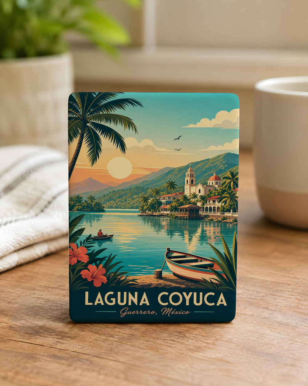 Laguna Coyuca Fridge Magnet, Coyuca Lagoon Mexico Souvenir, Coastal Lagoon Landscape Magnet, Travel Keepsake Magnet