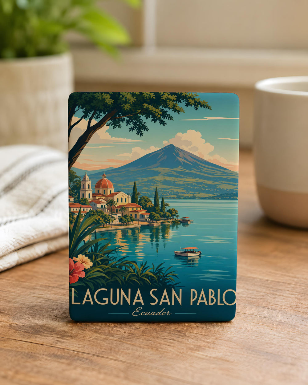 Laguna San Pablo Fridge Magnet, Ecuador Lake Souvenir Magnet, Otavalo Imbabura Travel Keepsake Magnet