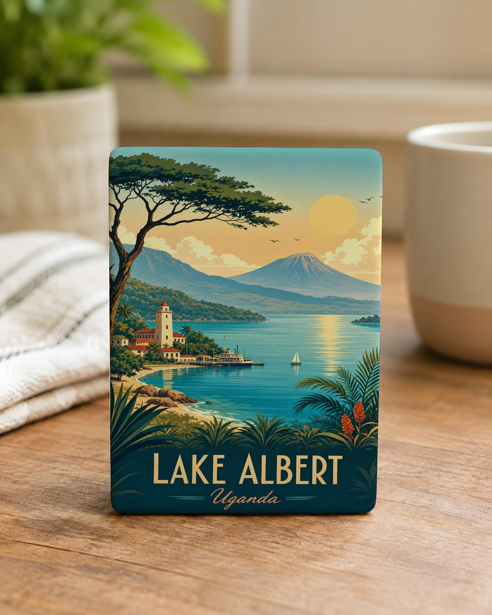 Lake Albert Fridge Magnet, Lake Albert Souvenir Magnet, Uganda Lake Albert Travel Gift, Africa Lake Landmark Magnet