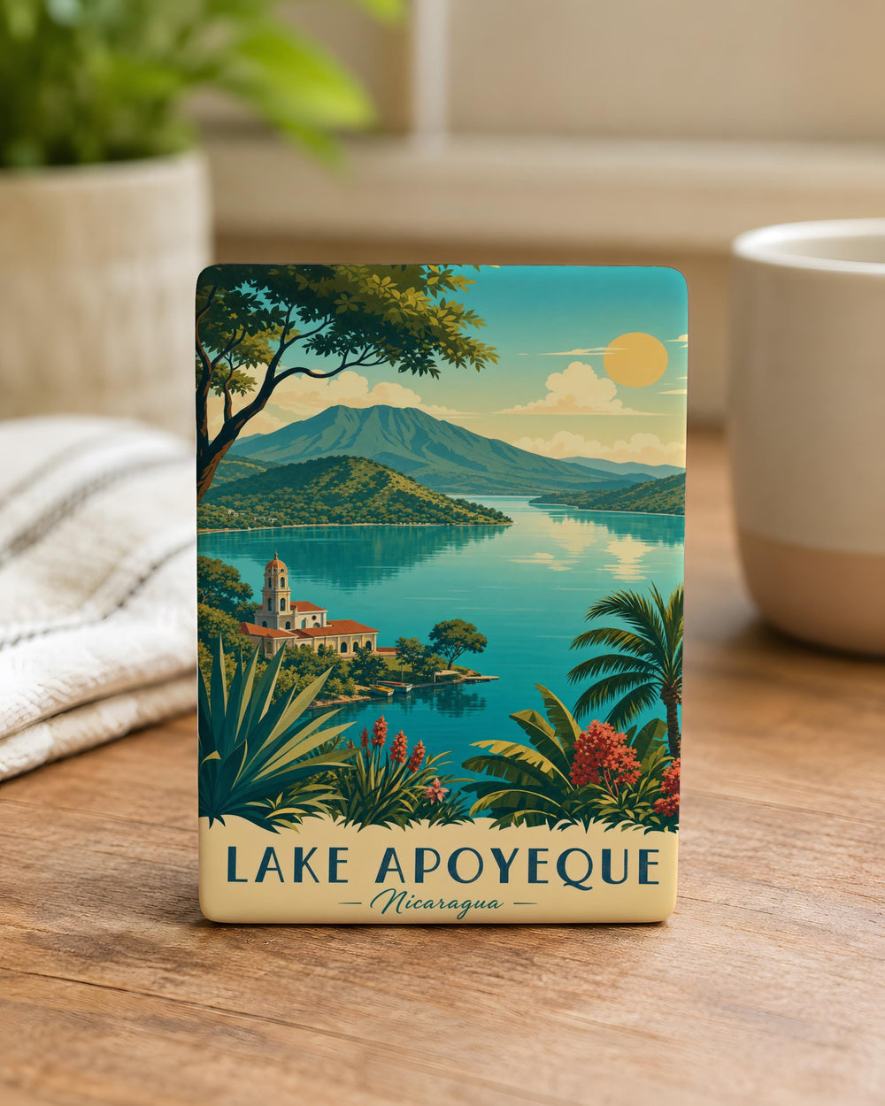 Lake Apoyeque Fridge Magnet, Nicaragua Lake Souvenir, Apoyeque Lagoon Travel Keepsake, Central America Landmark Magnet
