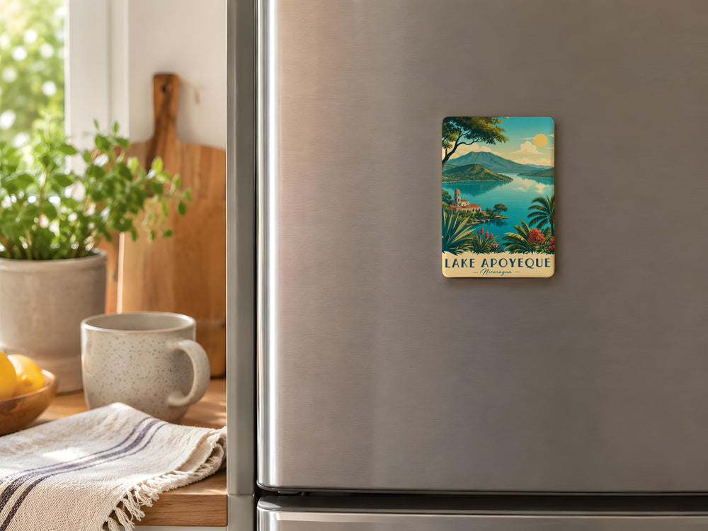 Lake Apoyeque Fridge Magnet, Nicaragua Lake Souvenir, Apoyeque Lagoon Travel Keepsake, Central America Landmark Magnet