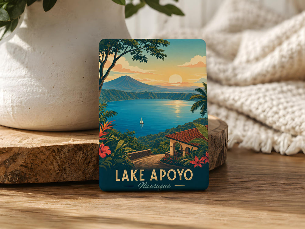 Lake Apoyo Fridge Magnet, Nicaragua Lake Souvenir Magnet, Travel Keepsake, Lake Apoyo Landmark Magnet, Central America Gift