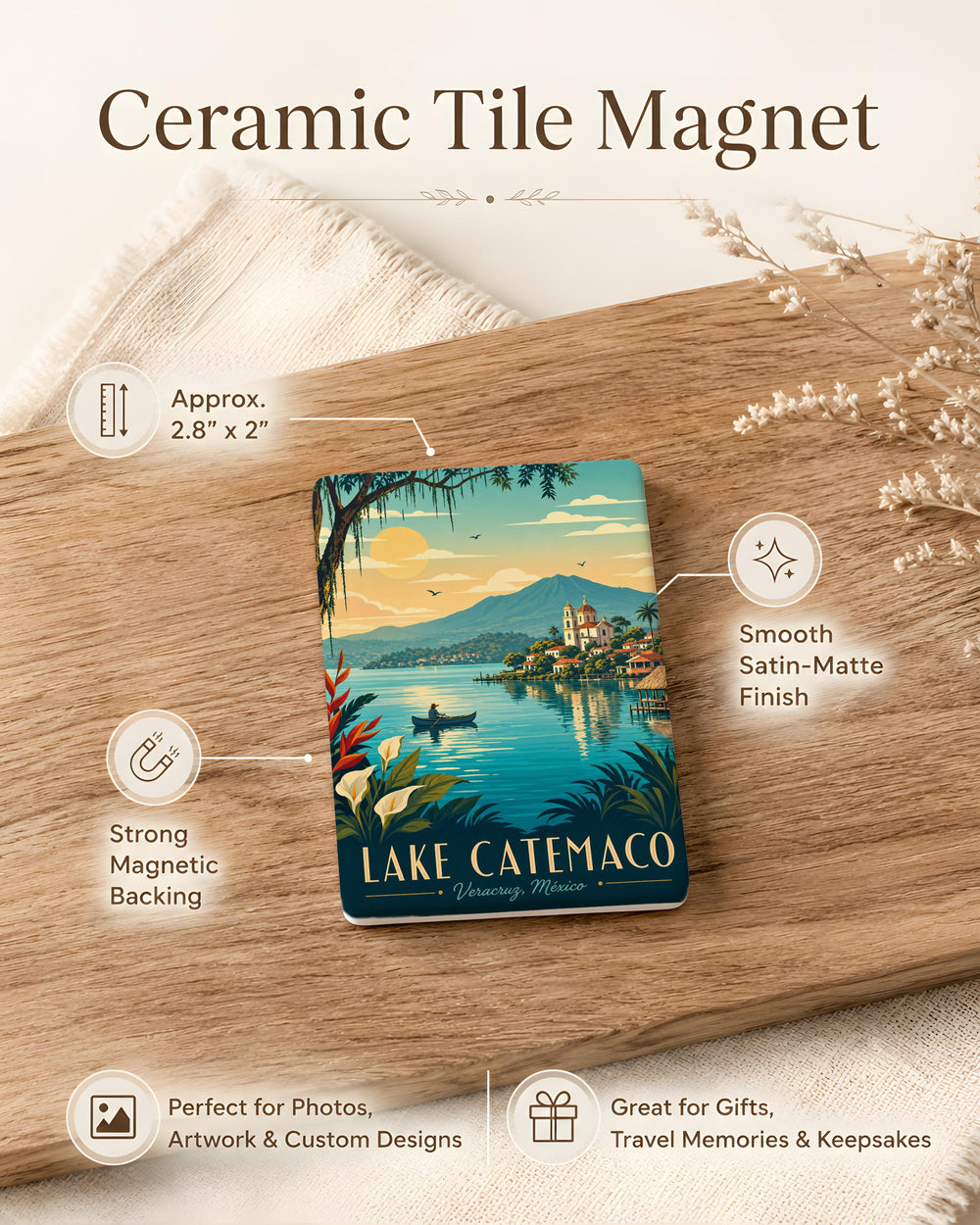 Lake Catemaco Fridge Magnet, Catemaco Mexico Souvenir Magnet, Veracruz Travel Keepsake, Lake Catemaco Scenic Magnet