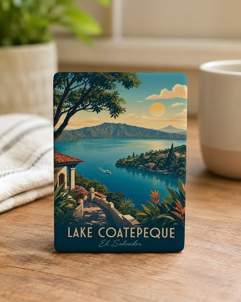 Lake Coatepeque Fridge Magnet, El Salvador Lake Souvenir Magnet, Travel Gift, Lake Coatepeque Keepsake Magnet