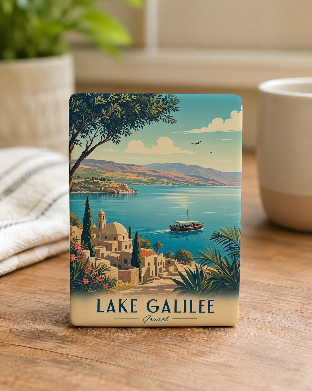 Lake Galilee Fridge Magnet, Sea of Galilee Israel Souvenir Magnet, Holy Land Travel Gift, Biblical Christian Keepsake Magnet