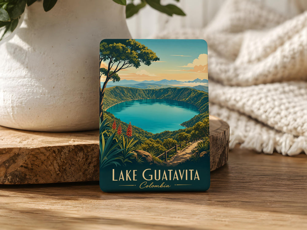 Lake Guatavita Fridge Magnet, Colombia Travel Souvenir Magnet, Guatavita Lagoon Landmark Keepsake Gift