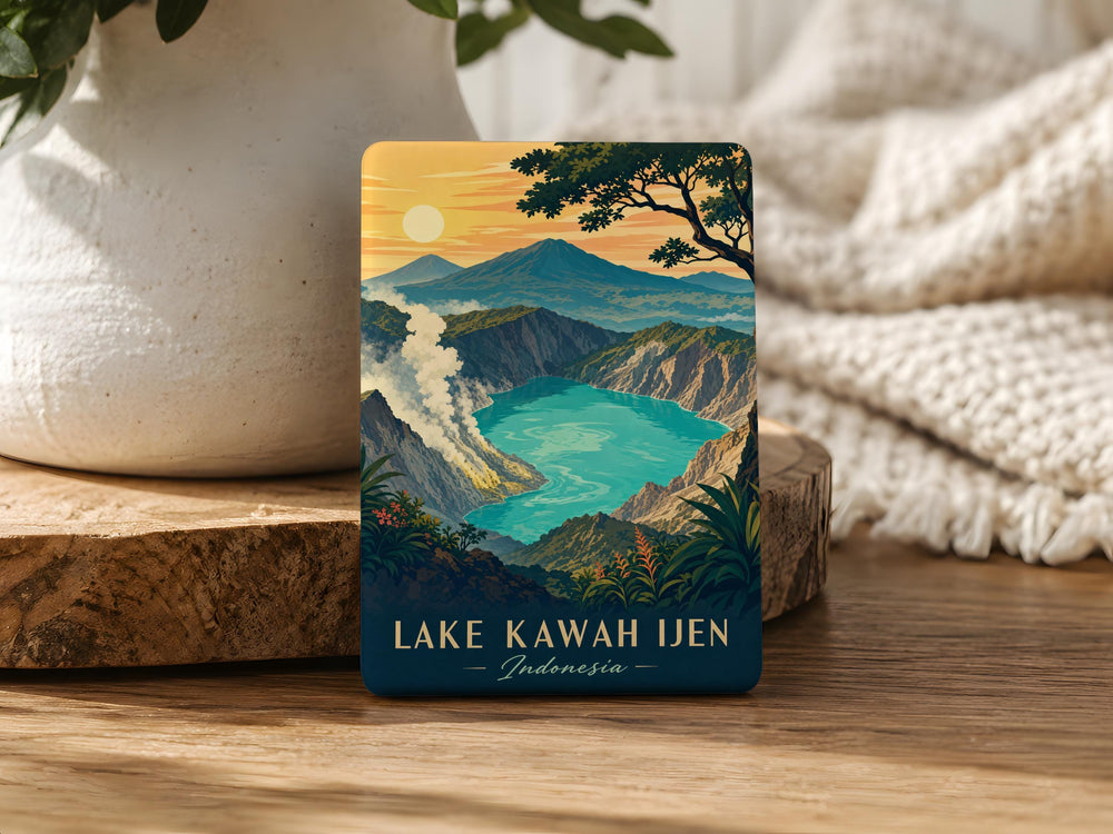 Lake Kawah Ijen Indonesia Fridge Magnet, Volcanic Crater Lake Souvenir Magnet, Java Travel Gift, Nature Landmark Magnet