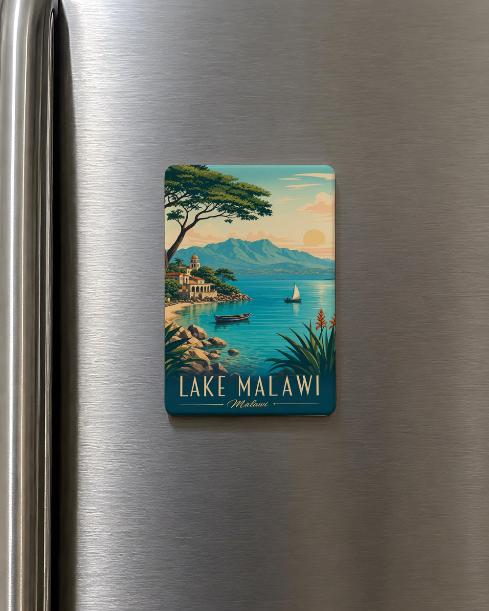 Lake Malawi Fridge Magnet, Malawi Lake Souvenir Magnet, African Great Lakes Travel Gift, Lake Malawi Keepsake Magnet