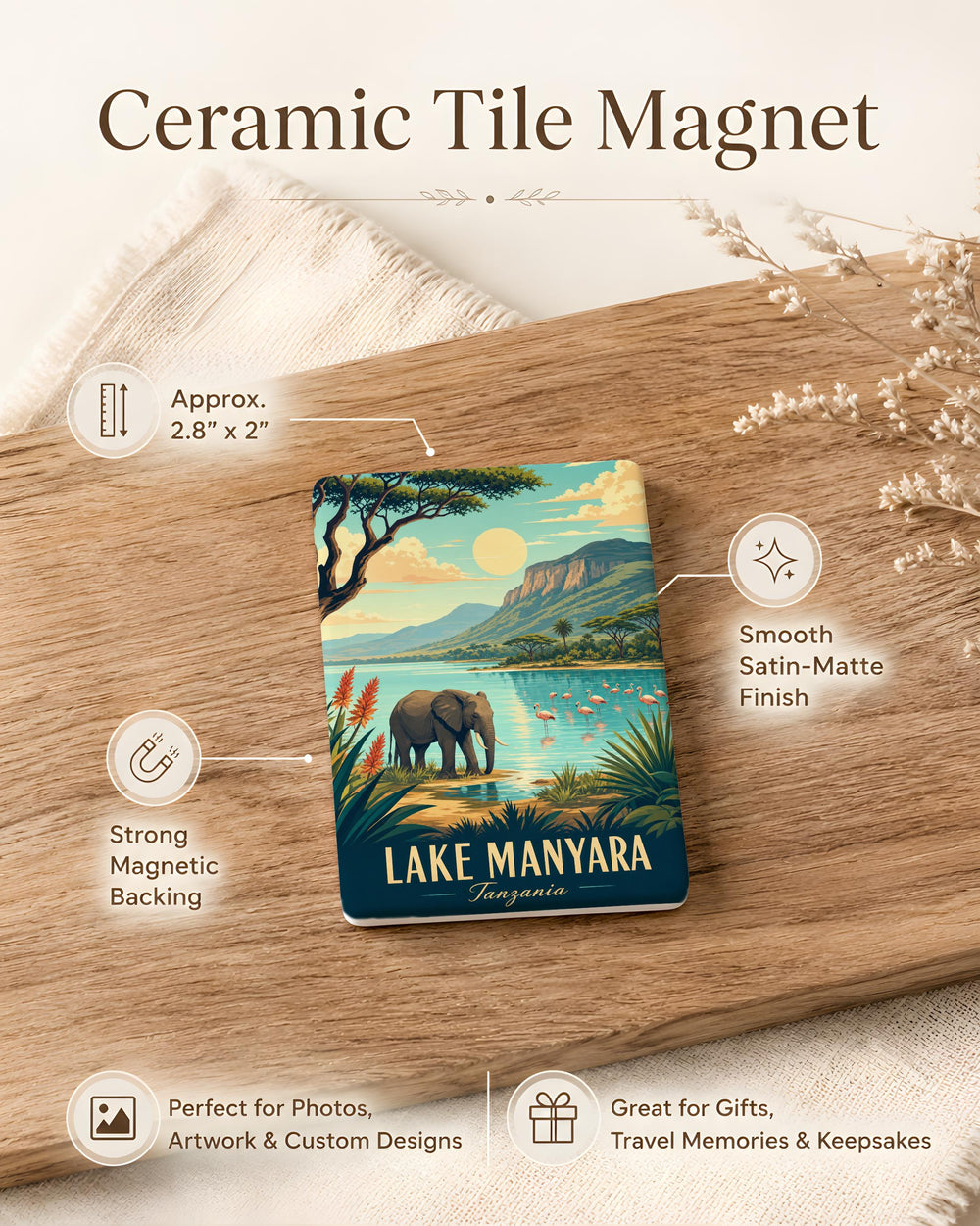 Lake Manyara Tanzania Fridge Magnet, Lake Manyara National Park Souvenir Magnet, Tanzania Travel Gift, African Safari Keepsake Magnet