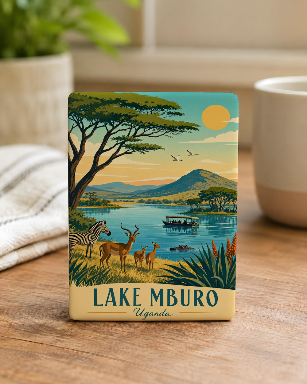 Lake Mburo Uganda Fridge Magnet, Lake Mburo National Park Souvenir Magnet, African Safari Wildlife Travel Gift