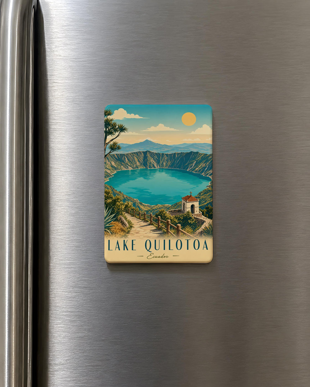 Lake Quilotoa Ecuador Fridge Magnet, Quilotoa Crater Lake Souvenir, Andes Travel Keepsake Magnet, South America Landmark Magnet