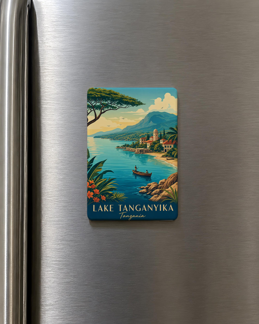 Lake Tanganyika Fridge Magnet, African Great Lakes Souvenir, Tanzania Burundi DR Congo Zambia Travel Keepsake Magnet