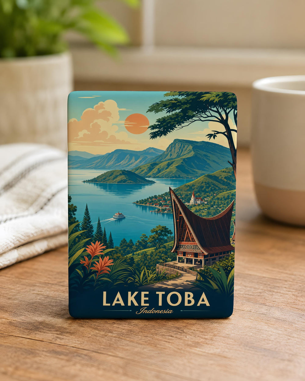 Lake Toba Indonesia Fridge Magnet, North Sumatra Souvenir, Indonesian Travel Keepsake, Scenic Lake Landmark Magnet