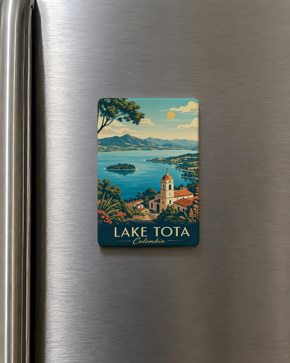 Lake Tota Colombia Fridge Magnet, Lake Tota Souvenir Magnet, Colombia Travel Gift, Boyaca Lake Landmark Magnet