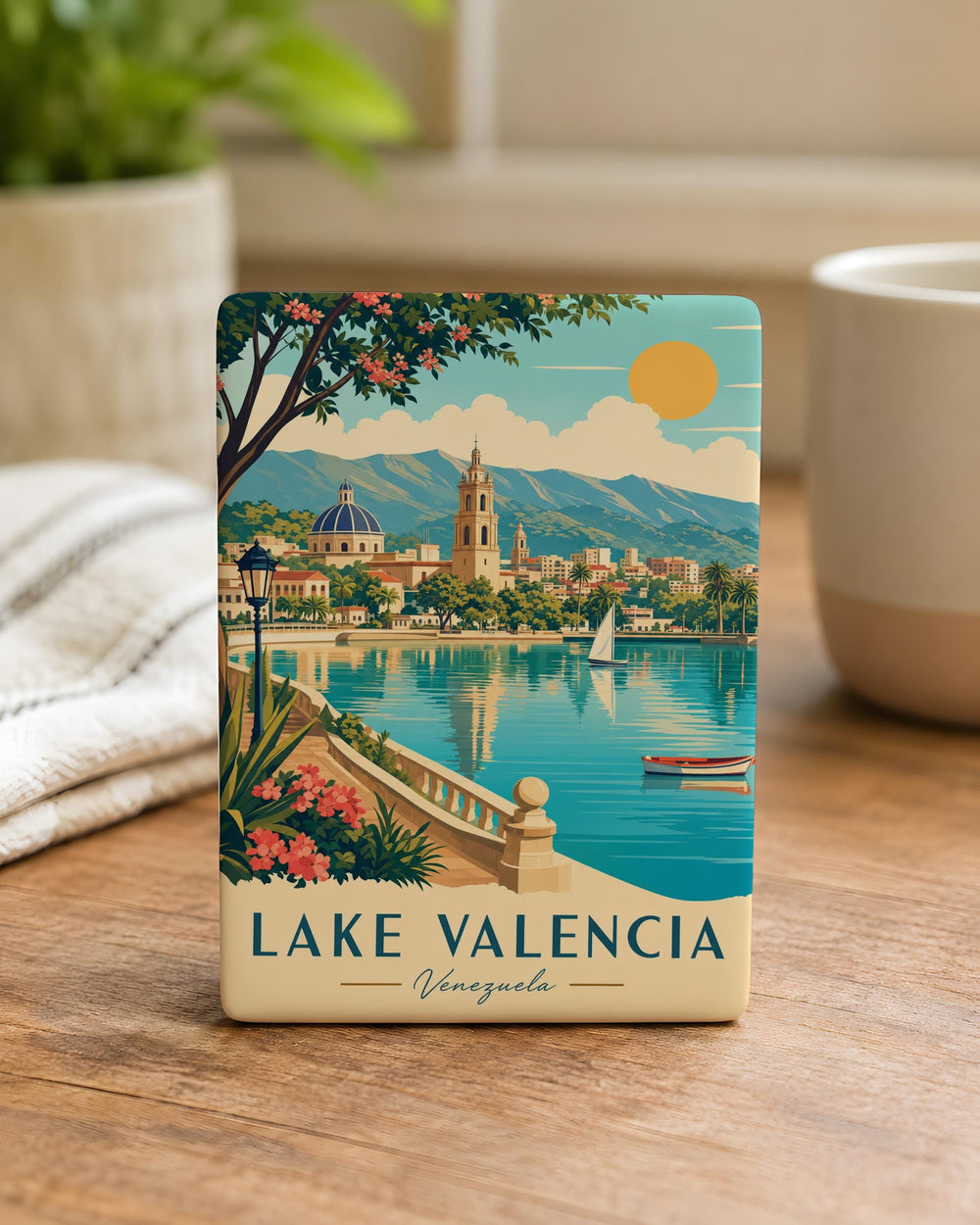Lake Valencia Fridge Magnet, Lake Valencia Souvenir Magnet, Valencia Lake Travel Gift, Lakeside Keepsake Magnet