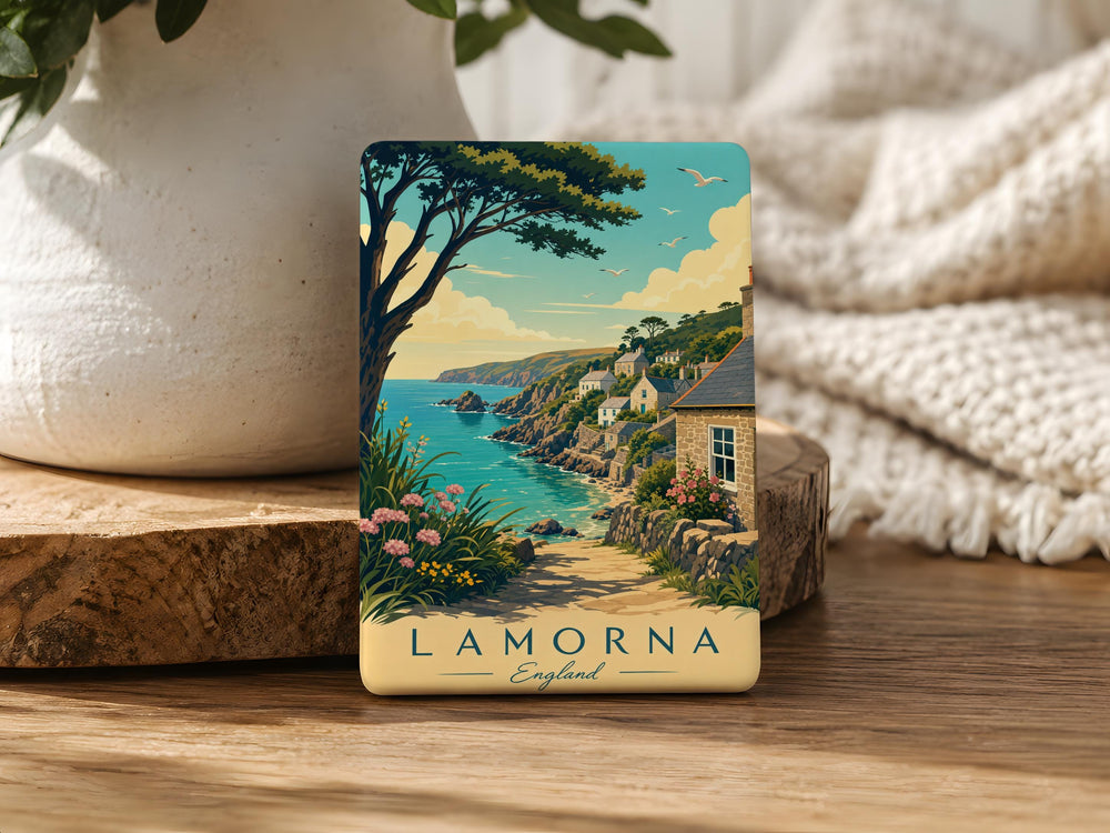 Lamorna England Fridge Magnet, Lamorna Cove Cornwall Souvenir, Coastal Village Travel Keepsake Magnet